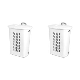 Wheeled Laundry Hamper Plastic, White, Set of 2