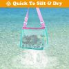 3Pcs Beach Mesh Bags Seashell Sand Toys Collecting Tote Bags with Adjustable Straps for Boys Girls