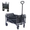 Collapsible Folding Utility Wagon Cart Heavy Duty Foldable Outdoor Garden Camping Cart with Removable Fabric,