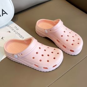 Women's Platform Hollow Out Clogs; Supper Soft Solid Color Lightweight Slippers; Indoor Outdoor Sandals; crocs (Color: Black, size: 5.5)