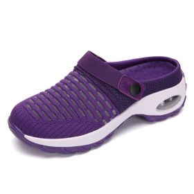 Slip On Breathe Mesh Walking Shoes Sandals (Color: Purple, size: 9.5)