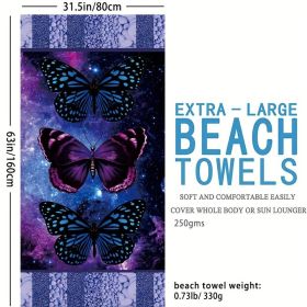 1pc Boho Sandproof Beach Towels, Vacation Beach Accessories, Fast Dry Beach Accessories, For Travel Swim Pool Yoga Camping, Bathroom Accessories (Color: Biger Butterfly 63x31.5‚Äù)