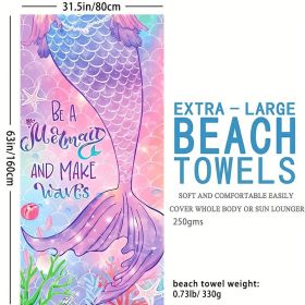 1pc Boho Sandproof Beach Towels, Vacation Beach Accessories, Fast Dry Beach Accessories, For Travel Swim Pool Yoga Camping, Bathroom Accessories (Color: Biger Mermaid#1 63x31.5‚Äù)