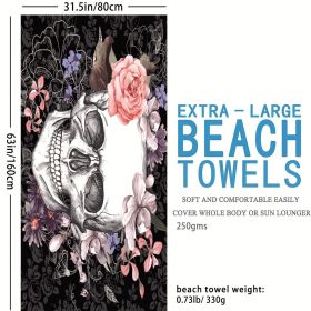 1pc Boho Sandproof Beach Towels, Vacation Beach Accessories, Fast Dry Beach Accessories, For Travel Swim Pool Yoga Camping, Bathroom Accessories (Color: Biger Skull 63x31.5‚Äù)