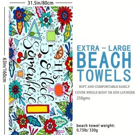 1pc Boho Sandproof Beach Towels, Vacation Beach Accessories, Fast Dry Beach Accessories, For Travel Swim Pool Yoga Camping, Bathroom Accessories (Color: Biger Slogan  63x31.5‚Äù)