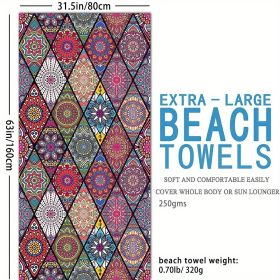 1pc Boho Sandproof Beach Towels, Vacation Beach Accessories, Fast Dry Beach Accessories, For Travel Swim Pool Yoga Camping, Bathroom Accessories (Color: 63‚Äúx31.5‚Äù)