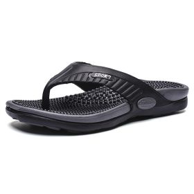 Men's flip-flops; breathable beach shoes; massage soles; men's sandals (colour: khaki, size: 42)