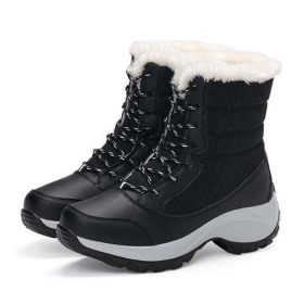 Women Boots Waterproof Winter Shoes Women Snow (Shoe Size: 7.5, Color: Black)