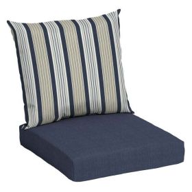 45" x 22.75" Navy Stripe Rectangle Outdoor 2-Piece Deep Seat Cushion (Color: Blue Cove)