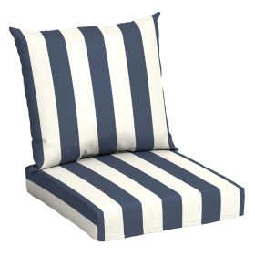 45" x 22.75" Navy Stripe Rectangle Outdoor 2-Piece Deep Seat Cushion (Color: Navy Cabana)