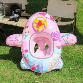 Baby Swimming Circle Airplane Float Pool Swimming Ring Inflatable Circle Child Seat With Steering Wheel Horn Summer Beach Toys (colour: Pink)