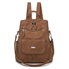 Leather Backpack Purse for Women Vintage Fashion Travel Backpack Shoulder Bag (Color: Brown)
