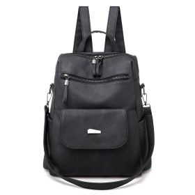 Leather Backpack Purse for Women Vintage Fashion Travel Backpack Shoulder Bag (Color: Black)