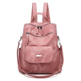 Leather Backpack Purse for Women Vintage Fashion Travel Backpack Shoulder Bag (Color: Pink)