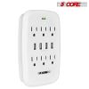 5 Core 6 Outlet Wall Plug Extender with 4 USB Ports (4.8A Total), Multi Plug Adapter Wall Surge Protector 15A Electrical Expander with USB Ports - WMS