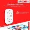 5 Core 6 Outlet Wall Plug Extender with 4 USB Ports (4.8A Total), Multi Plug Adapter Wall Surge Protector 15A Electrical Expander with USB Ports - WMS