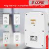 5 Core 6 Outlet Wall Plug Extender with 4 USB Ports (4.8A Total), Multi Plug Adapter Wall Surge Protector 15A Electrical Expander with USB Ports - WMS