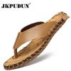 Men Flip Flops Leather Summer Designer Men's Slippers Outdoor Sandals Lightweight Mens Slides Casual Beach Shoes Zapatos Hombre