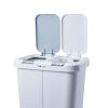 Dual Plastic Trash and Recycle Bin with Slow Close Lid, Black, 11 gal