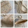 Large Capacity Beach Bag Straw Woven Bag Cotton Thread Woven Shoulder Bag Vegetable Basket