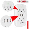 5 Core 6 Outlet Wall Plug Extender with 4 USB Ports (4.8A Total), Multi Plug Adapter Wall Surge Protector 15A Electrical Expander with USB Ports - WMS