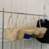 Large Capacity Beach Bag Straw Woven Bag Cotton Thread Woven Shoulder Bag Vegetable Basket